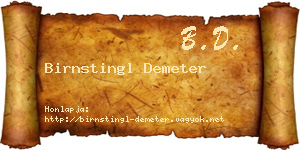 Birnstingl Demeter névjegykártya